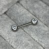 Nipple Barbell With Bezel Set CZ Ends