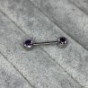 Nipple Barbell With Bezel Set CZ Ends