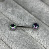 Nipple Barbell With Bezel Set CZ Ends