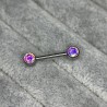 Nipple Barbell With Bezel Set CZ Ends