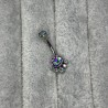 Round Bezel Set CZ Cluster Belly Button Ring