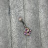 Round Bezel Set CZ Cluster Belly Button Ring