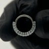 Implant Grade Titanium Front Paved Baguette Hinged Segment Hoop Ring