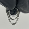 CZ Paved Face Hinged Segment Ring With 2 Chain Dangle