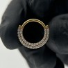 Hinged Segment Hoop Ring With Set CZ Pave Double Lined Front