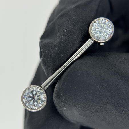 Nipple Barbell With Bezel Set CZ Ends