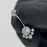 Round Bezel Set CZ Cluster Belly Button Ring