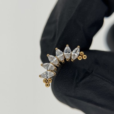 6 Marquise CZ Tri-bead Top