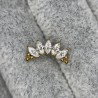 Internally 5 Prong Set Marquise CZ Tri-bead Cluster