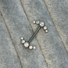 Nipple Barbell With 5 Bezel Set CZ