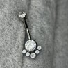 Round Bezel Set CZ Cluster Belly Button Ring